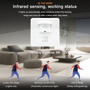 AC220V-240V 86 tipi akıllı otomatik PIR kızılötesi hareket sensörü insan vücudu dedektörü LED duvar ışık ayarlanabilir indüksiyon anahtarı - Product Image 4