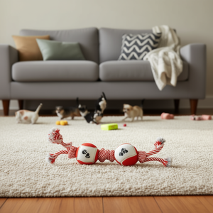 Juguete interactivo para mascotas con cuerda de algodón y pelota de tenis para que el perro juegue y haga ejercicio. - Product Image 2