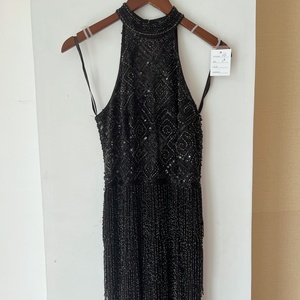 Abito da sera a sirena <span class=keywords><strong>nero</strong></span> Serene Hill LA60776 con scollo all'americana, senza maniche, con frange e <span class=keywords><strong>spacco</strong></span>, lussuoso abito da festa per donna - Product Image 3