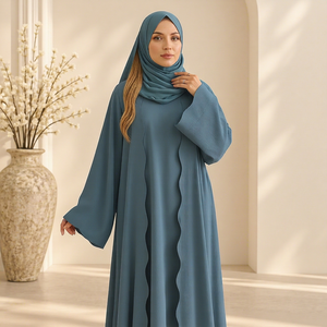 Offre Spéciale Dubaï – Magnifique Abaya Traditionnelle Islamique pour Femme, Faite Main en Soie Satinée, Coupe Évasée Longueur Ras du Sol, Idéale pour l'Aïd et l'Automne - Product Image 1