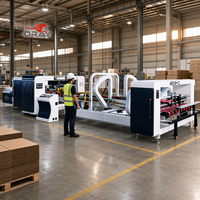 Machine de pliage, collage et assemblage de boîtes en carton ondulé entièrement automatique, robuste, avec alimentation PLC Schneider Electric, modèle 1224