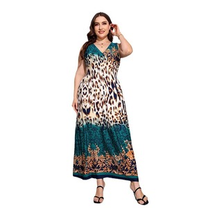 Bohemian Milk <strong>Silk</strong> Printed Dress <strong>Plus</strong> <strong>Size</strong> Casual Summer Wear for Chubby Girls 200kg for Daily Occasions - Product Image 5