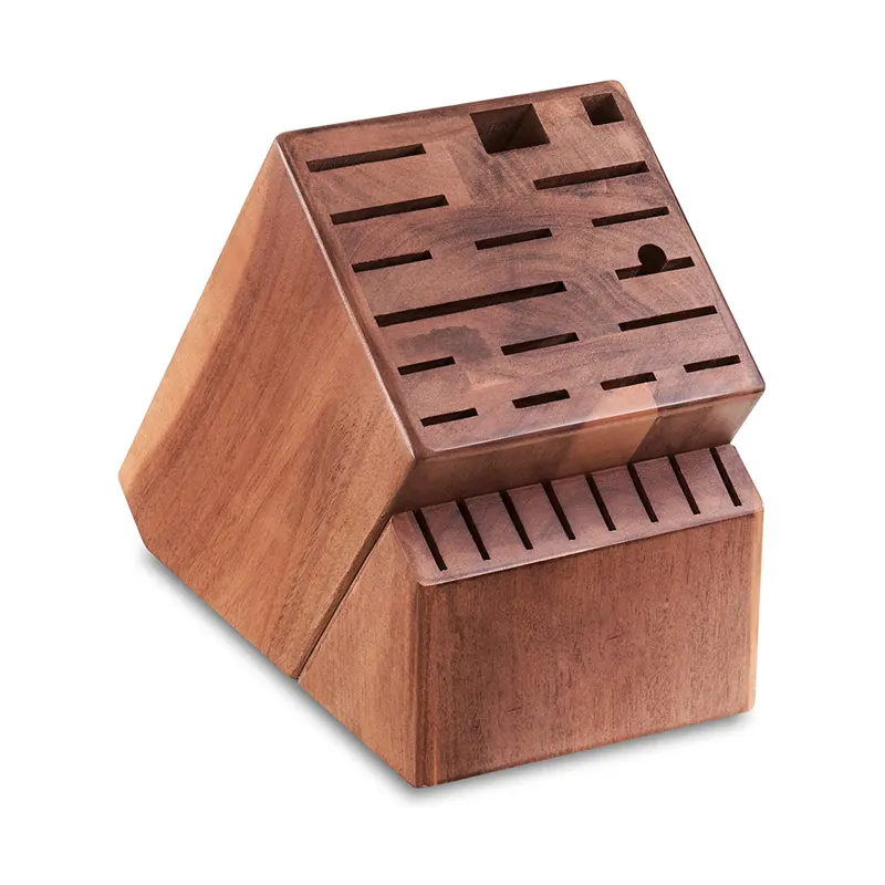 Bloc de rangement pour couteaux en bois d'acacia, fente, 4 pièces, OEM ODM 25 fente