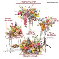 Bunga Mawar Peony Daisy Sutra Buatan 5D dengan Daun Hijau, Dekorasi Latar Belakang Pernikahan, Lantai, Lengkungan, Acara, Pesta