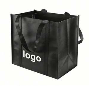 Bolsa de Compras Personalizada Reutilizable, Resistente, con Asas Reforzadas, Negra, de Tela de Polipropileno No Tejido - Product Image 1