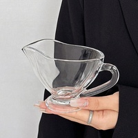 Vente en gros usine : Soucoupe à sauce en verre transparent en forme de bateau, sans plomb, avec mini-poignée, pour vinaigre, vinaigrette, yaourt