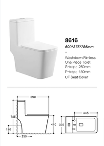 <span class=keywords><strong>WC</strong></span> monobloc en céramique grand format sur pied avec abattant UF pour salle de bain - Product Image 4