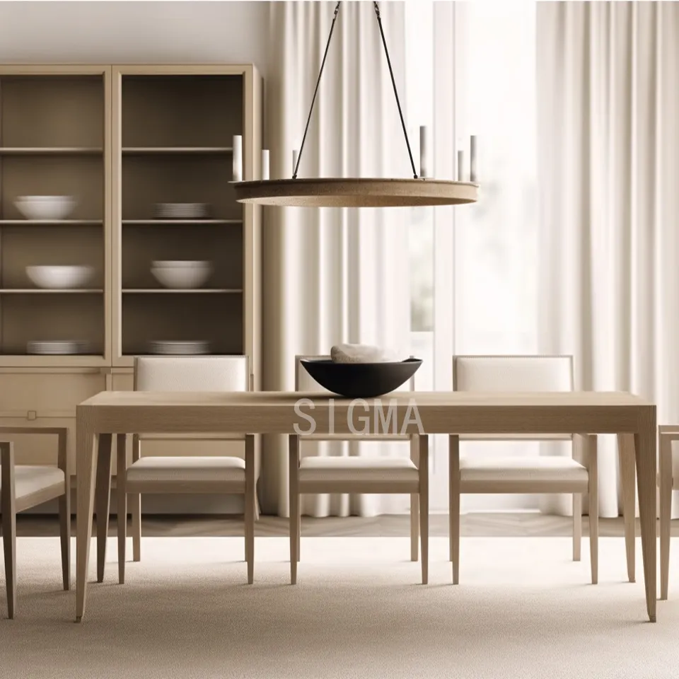 Luxury Modern Solid Wood Dining Table Restaurant Home Dining Room Rectangular Extension Table Set