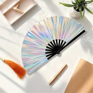 Plastique PP Publicité Personnalisation Holographique PVC Pliant Ventilateur à Main Pleine Page Impression Ventilateurs en Bambou pour Femmes Hommes Fête Mariage - Product Image 2
