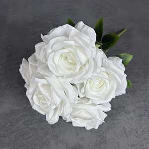 Ramo de Rosas Artificiales de Alta Calidad con 7 Cabezas, Ramo de Rosas de Seda, Ramo de Rosas <span class=keywords><strong>Champagne</strong></span> - Product Image 4