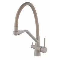 Robinet de cuisine moderne chaud/froid en laiton, 3 voies, monocommande, avec douchette extractible, à poser sur plan, finition acier inoxydable, garantie 5 ans