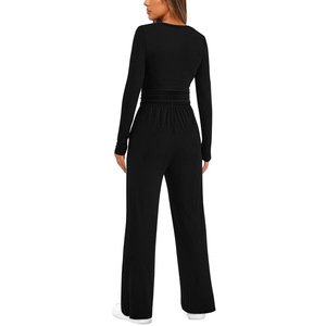 Ensemble de costume décontracté pour femmes à manches longues, couleur unie, tailles SMLXLXXL, style Europe-Amérique, pantalon de travail, tissu 90-95% - Product Image 4