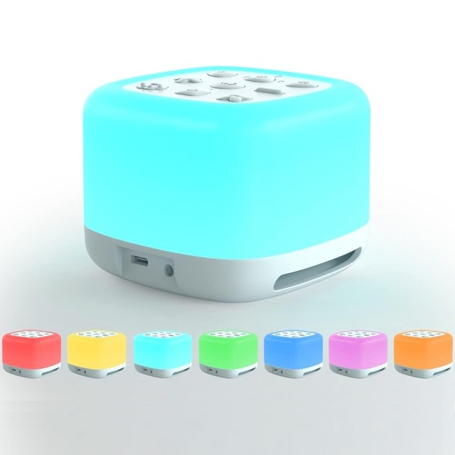 White Noise Sound Machine with BT 5.1 Speaker 7 Colors Night Light 40 Soothing Sounds Rechargeable Portable Kids Sound Machine