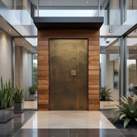 Puerta de Entrada Principal Aislada Térmicamente Kalaishi con Franja Dorada Decorativa, Relieve 3D, Puerta de Seguridad Doble de Aluminio para Villa