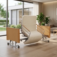 Lit rotatif électrique pour soins aux personnes âgées - Lit multifonctionnel pour hôpital et usage domestique avec garantie de 3 ans, construction en bois massif et métal