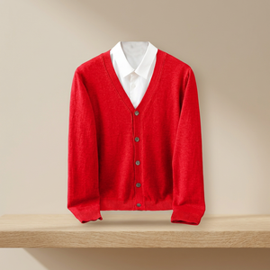<b>Men's</b> Embroidered Logo V Neck <b>Wool</b> <b>Cardigan</b> Double Breasted Button Closure Anti Wrinkle Knit Sweater Custom Daily Wear Warm - Product Image 2