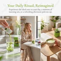 Poudre de matcha infusée au collagène de qualité supérieure en sachets individuels, mélange de boisson au matcha favorisant la vitalité de la peau et l'énergie naturelle quotidienne