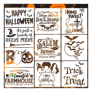 Lớn Halloween Stencil Boo lừa hoặc điều trị dơi hocus pocus vẽ mẫu cho gỗ dấu Thảm chùi chân T-Shirt hiên Vòng hoa trang trí - Product Image 1