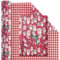 Papier d'emballage de Noël à motif Père Noël, rouleau de papier d'emballage personnalisé pour les fêtes, papier couché 80 g/m², papier de décoration pour cadeaux, papier d'emballage