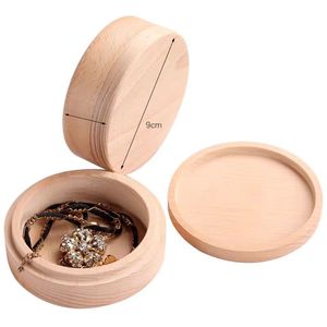 Beech Wood Jewelry <b>Storage</b> Box Round Natural Color Covered Desktop Organizer for <b>Rings</b> Earrings Necklaces Bracelets - Product Image 4