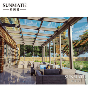 غرفة شمسية زجاجية مقواة للاستخدام في جميع الفصول بتصميم سقف مسطح، تصميم عصري للحدائق والساحات الخارجية، غرفة شمسية زجاجية - Product Image 4