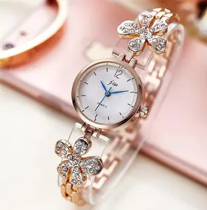 탑 럭셔리 브랜드 팔찌 시계 로즈 골드 쿼츠 시계 라인 석 스테인레스 스틸 손목 시계 여성 시계