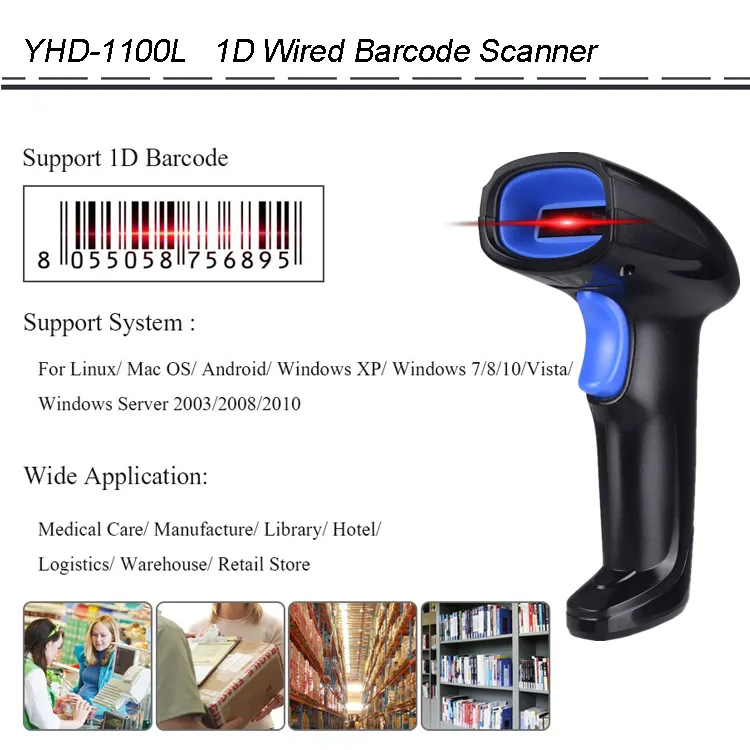 Yhdaa Usb 1d Laser Streepjescode Bedrade Handheld Barcodescanner Lezer