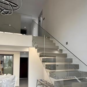 Rampe d'<span class=keywords><strong>escalier</strong></span> en verre trempé sans cadre à transparence spatiale pour escaliers intérieurs dans les maisons et villas en duplex - Product Image 4