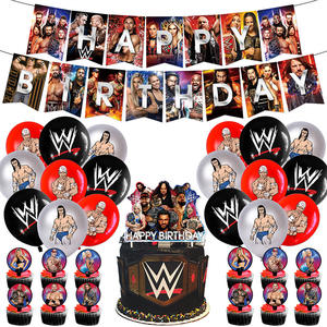 Venta al por mayor Wrestling Match <span class=keywords><strong>WWE</strong></span> Theme Party Banner Flag Cake Topper Juegos de globos de látex para suministros de fiesta - Product Image 2