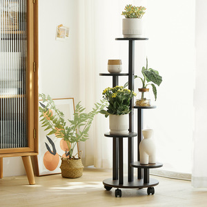 Flower Stand <strong>Ladder</strong> 5 Tier Home Indoor Shelf Holder Metal <strong>Bamboo</strong> Wood Tall Gold Display Designs Planter Pot Flower Plant Stand - Product Image 5