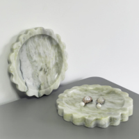 Plateau de rangement décoratif multifonctionnel moderne fait à la main en vert Telazzo, en marbre naturel vintage, pour comptoir de mariage, coiffeuse, petit bureau