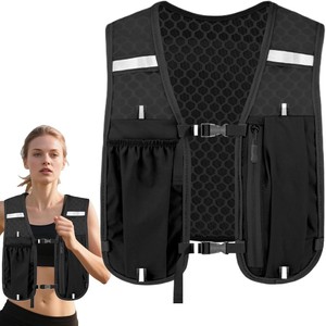 OEM Outdoor Sports Vest Black With Pockets For Hiking Cycling Mountain Climbing Lightweight Breathable Unisex Vest - Product Image 1