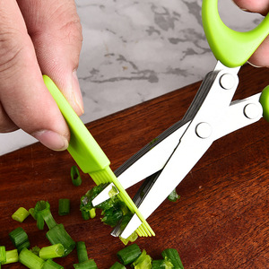 Ciseaux de cuisine en acier inoxydable à cinq lames pour oignon vert, légumes, herbes aromatiques et vanille, pour hacher et déchiqueter - Product Image 2