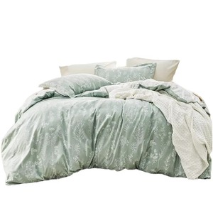 Juego de Ropa de Cama con Estampado de Follaje Pastoral, 4 Piezas, Funda de Edredón de Algodón, Sábana y Fundas de Almohada, Transpirable para Todas las Estaciones, Decoración del Hogar - Product Image 2