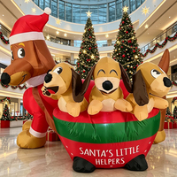 Chien teckel gonflable de Noël de 1,5 m avec lumière LED, décoration de Noël pour la fête du Nouvel An