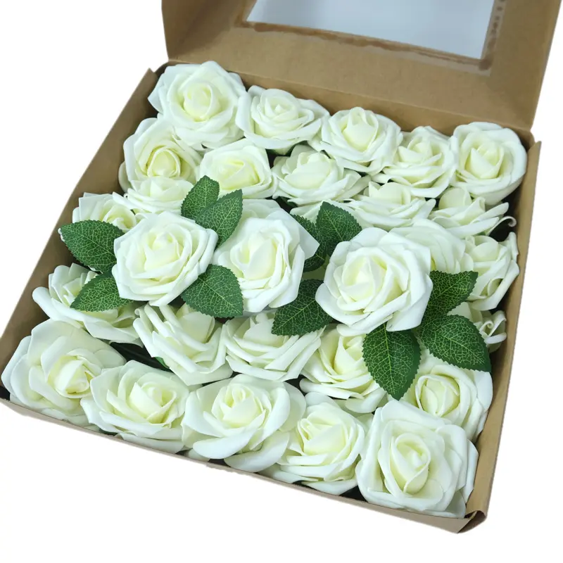 Lusiaflower toptan yapay çiçek PE köpük kök ile gül ve düğün dekoratif çiçek için yaprakları