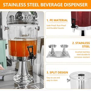 เครื่องจ่ายเครื่องดื่มสแตนเลสเกรดอาหารคุณภาพสูงสำหรับงานปาร์ตี้ พร้อมระบบทำความเย็นด้วยน้ำแข็งสำหรับน้ำผลไม้และน้ำเปล่า - Product Image 5