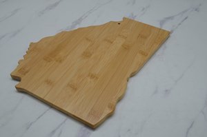 Planche à découper en bambou en forme de carte des États-Unis (Californie, Texas, Arizona) avec logo personnalisé, forme irrégulière, pour fruits et légumes – Stock USA - Product Image 5