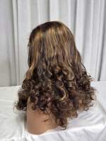 Pelucas de Cabello Humano con Cierre de Encaje 5x5, Onduladas y Rizadas, sin Pegamento, Color Rubio SDD P # 4/27 Virgen Birmana Brasileña Peruana