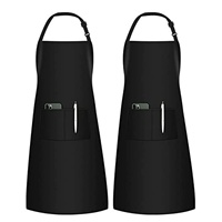 Tablier en polyester imperméable avec boucle de réglage au cou, poches avant, logo personnalisé pour la cuisine, la restauration, les serveurs, réutilisable et lavable