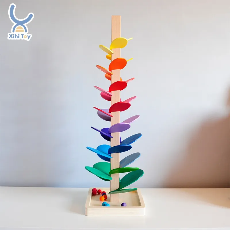 Arquesshiha — jouets éducatifs en bois Montessori pour enfants, arbre de jeu à domicile, pétale arc-en-ciel, roulement à billes, jeu de roche, arbre musical, salle de classe
