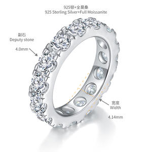 925 Silver <strong>Moissanite</strong> Jewelry Band <strong>Ring</strong> 18K Gold &amp; White Gold Plated VVS Certificate 0.3ct 4mm for <strong>Men</strong> and Women - Product Image 2