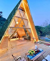 Maison en bois triangulaire préfabriquée, maison dans les arbres, 2 chambres, structure en acier léger, maison à ossature en A à vendre