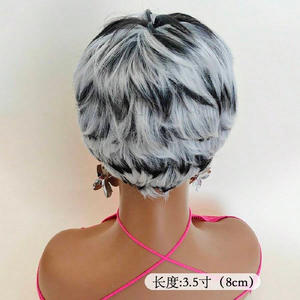 Peluca corta y rizada de marcas nacionales, estilo bob de fibra Kanekalon 1B1001, línea de cabello natural para mujeres, cualquier forma de rostro - Product Image 4