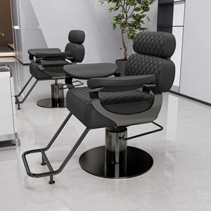 Adjustable Barber <b>Chair</b> Contemporary Salon Styling <b>Chair</b> Quilted PU <b>Leather</b> <b>Reclining</b> Hydraulic Seat Black - Product Image 1