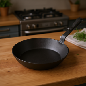 Sartén de Hierro Forjado de 24 cm con Asa Curva y Borde Alto, Color Negro - Product Image 3