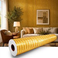 Rouleau d'autocollants muraux en mousse IXPE à rayures métalliques de luxe, auto-adhésifs, grille 3D insonorisante, modernes, pour salle à manger et salon, imperméables
