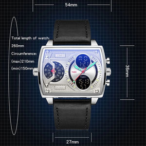 Sanda 6032 Luxury Men's Casual Sports Watch, Big Dial Square Digital Waterproof Wristwatch with Auto Date, Chronograph - Product Image 4