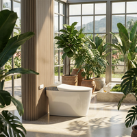 M2 Prix de gros Toilette intelligente de luxe avec réservoir, étanche IPX4, siège chauffant à commande au pied, fermeture douce et lumière nocturne