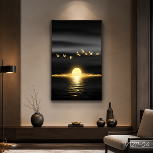 Vidrio Templado Abstracto de Lujo Personalizado con Atardecer y Pájaros en Vuelo, Arte Moderno para Decoración de Sala de Estar, Servicio OEM ODM de Vietnam - Product Image 2